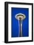 Space Needle in Seattle, Washington at dusk in deep blue sky; it is a major landmark and a symbo...-null-Framed Photographic Print