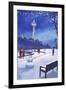 Space Needle in Snow, Seattle, WA-Lantern Press-Framed Art Print