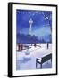 Space Needle in Snow, Seattle, WA-Lantern Press-Framed Art Print