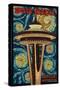 Space Needle Mosaic - Seattle, WA-Lantern Press-Stretched Canvas