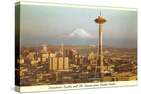 Space Needle, Mt. Rainier, Seattle, Washington-null-Stretched Canvas