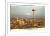 Space Needle, Mt. Rainier, Seattle, Washington-null-Framed Art Print