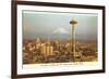 Space Needle, Mt. Rainier, Seattle, Washington-null-Framed Art Print