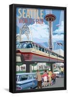 Space Needle Opening Day Scene - Seattle, Wa-null-Framed Poster