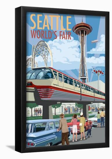 Space Needle Opening Day Scene - Seattle, Wa-null-Framed Poster