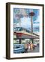 Space Needle Opening Day Scene - Seattle, WA-Lantern Press-Framed Art Print