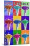 Space Needle Pop Art - Seattle, WA-Lantern Press-Mounted Art Print