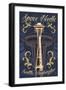 Space Needle Tattoo Style - Seattle, WA-Lantern Press-Framed Art Print