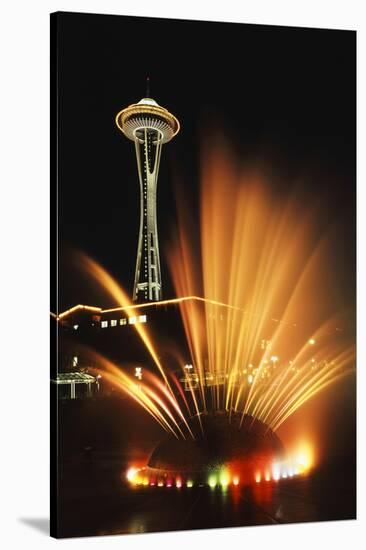 Space Needle Tower with Fountain, Seattle, Washington, USA-Paul Souders-Stretched Canvas