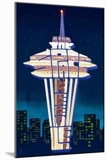 Space Needle - Typography - Seattle, Washington-Lantern Press-Mounted Art Print