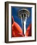 Space Needle with Olympic Iliad Sculpture, Seattle Center, Seattle, Washington, USA-Jamie & Judy Wild-Framed Photographic Print