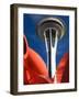 Space Needle with Olympic Iliad Sculpture, Seattle Center, Seattle, Washington, USA-Jamie & Judy Wild-Framed Photographic Print