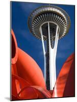 Space Needle with Olympic Iliad Sculpture, Seattle Center, Seattle, Washington, USA-Jamie & Judy Wild-Mounted Photographic Print