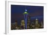 Space Needle with Seahawk colors and 12th man flag. Washington, USA-Jamie & Judy Wild-Framed Photographic Print