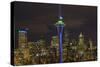 Space Needle with Seahawk colors and 12th man flag. Washington, USA-Jamie & Judy Wild-Stretched Canvas