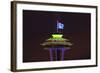 Space Needle with Seahawk colors and 12th man flag. Washington, USA-Jamie & Judy Wild-Framed Photographic Print