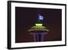 Space Needle with Seahawk colors and 12th man flag. Washington, USA-Jamie & Judy Wild-Framed Photographic Print