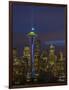 Space Needle with Seahawk colors and 12th man flag. Washington, USA-Jamie & Judy Wild-Framed Photographic Print