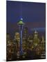 Space Needle with Seahawk colors and 12th man flag. Washington, USA-Jamie & Judy Wild-Mounted Photographic Print