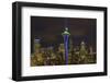 Space Needle with Seahawk colors and 12th man flag. Washington, USA-Jamie & Judy Wild-Framed Photographic Print