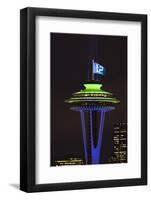 Space Needle with Seahawk colors and 12th man flag. Washington, USA-Jamie & Judy Wild-Framed Photographic Print