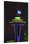 Space Needle with Seahawk colors and 12th man flag. Washington, USA-Jamie & Judy Wild-Stretched Canvas