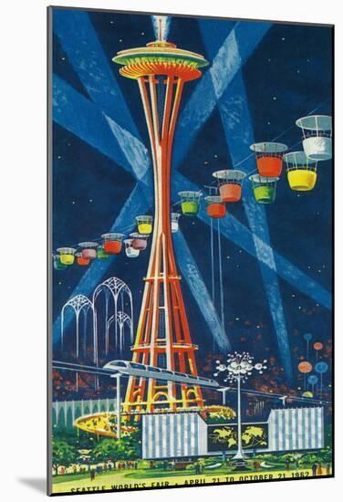 Space Needle Worlds Fair Poster - Seattle, Wa-null-Mounted Poster