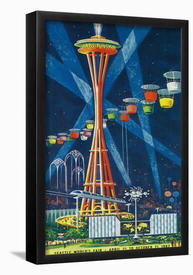 Space Needle Worlds Fair Poster - Seattle, Wa-null-Framed Poster