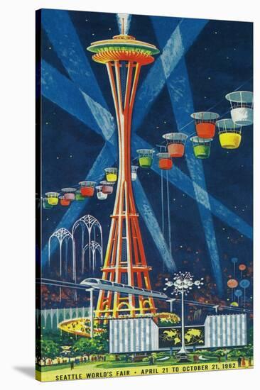 Space Needle Worlds Fair Poster - Seattle, WA-Lantern Press-Stretched Canvas