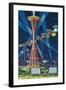 Space Needle Worlds Fair Poster - Seattle, WA-Lantern Press-Framed Art Print