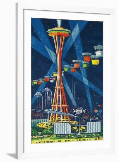 Space Needle Worlds Fair Poster - Seattle, WA-Lantern Press-Framed Art Print