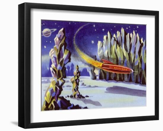 Space Rocket Lands on Venus-null-Framed Art Print