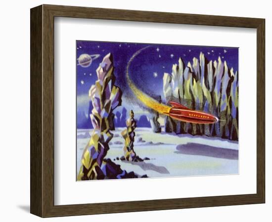 Space Rocket Lands on Venus-null-Framed Art Print