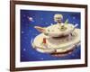 Space Satellite Serving as a Staging Post for Interplanetary Travel-null-Framed Art Print