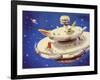 Space Satellite Serving as a Staging Post for Interplanetary Travel-null-Framed Art Print