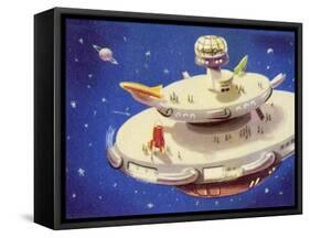 Space Satellite Serving as a Staging Post for Interplanetary Travel-null-Framed Stretched Canvas