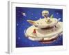 Space Satellite Serving as a Staging Post for Interplanetary Travel-null-Framed Art Print