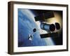 Space Shuttle and Earth-David Bases-Framed Photographic Print