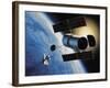 Space Shuttle and Earth-David Bases-Framed Photographic Print