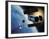 Space Shuttle and Earth-David Bases-Framed Photographic Print