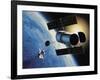 Space Shuttle and Earth-David Bases-Framed Photographic Print