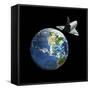 Space Shuttle And Earth-Friedrich Saurer-Framed Stretched Canvas