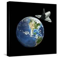 Space Shuttle And Earth-Friedrich Saurer-Stretched Canvas