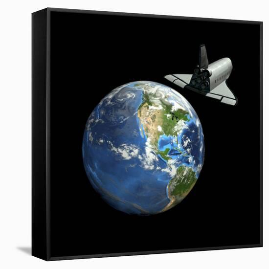 Space Shuttle And Earth-Friedrich Saurer-Framed Stretched Canvas