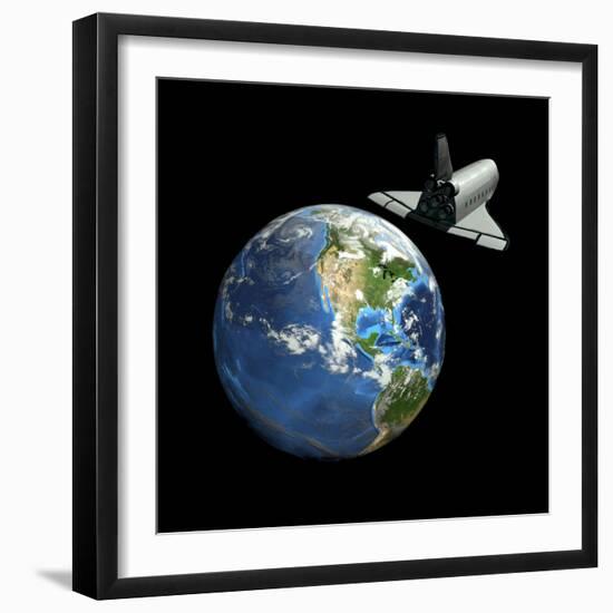 Space Shuttle And Earth-Friedrich Saurer-Framed Premium Photographic Print