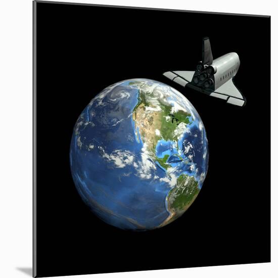 Space Shuttle And Earth-Friedrich Saurer-Mounted Premium Photographic Print