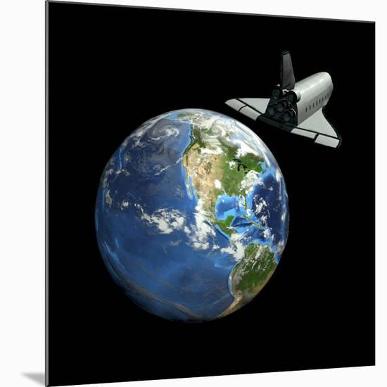 Space Shuttle And Earth-Friedrich Saurer-Mounted Photographic Print