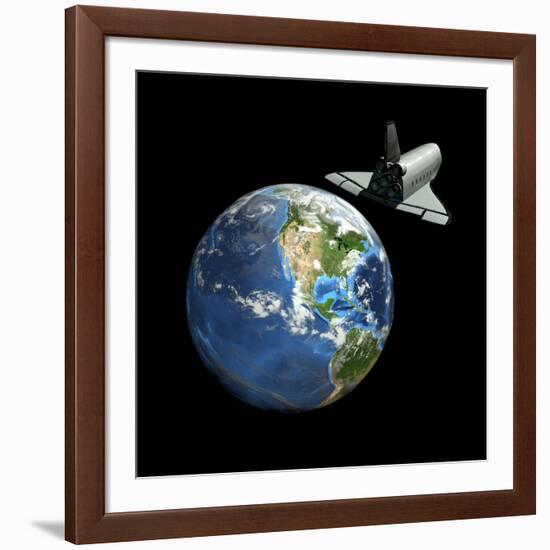 Space Shuttle And Earth-Friedrich Saurer-Framed Photographic Print