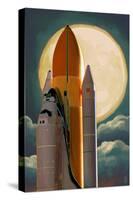 Space Shuttle and Moon-Lantern Press-Stretched Canvas