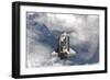 Space Shuttle Atlantis Above a Cloud Covered Earth-null-Framed Photographic Print